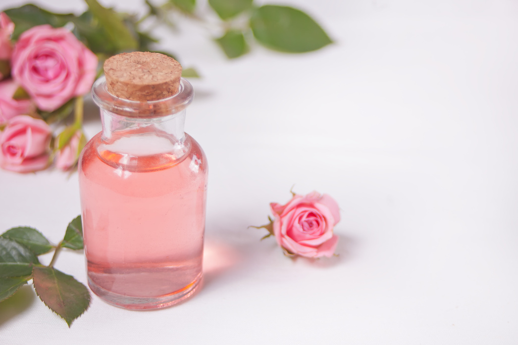 Aroma rose water for skincare, essential oils, spa beauty care